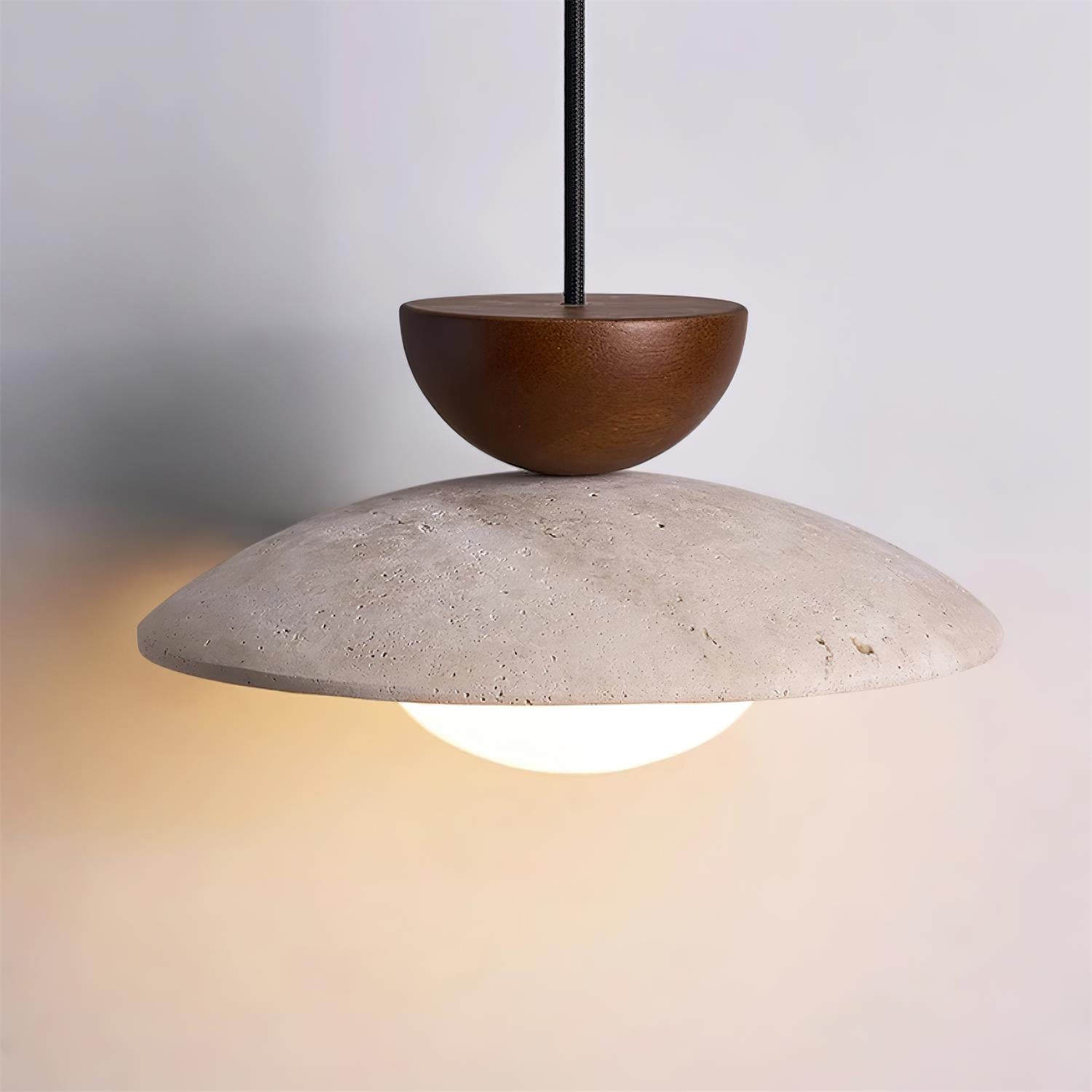 Dome-Shaped Pendant Light in Travertine Design