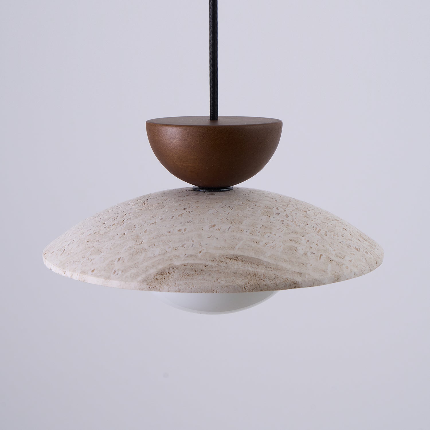Dome-Shaped Pendant Light in Travertine Design