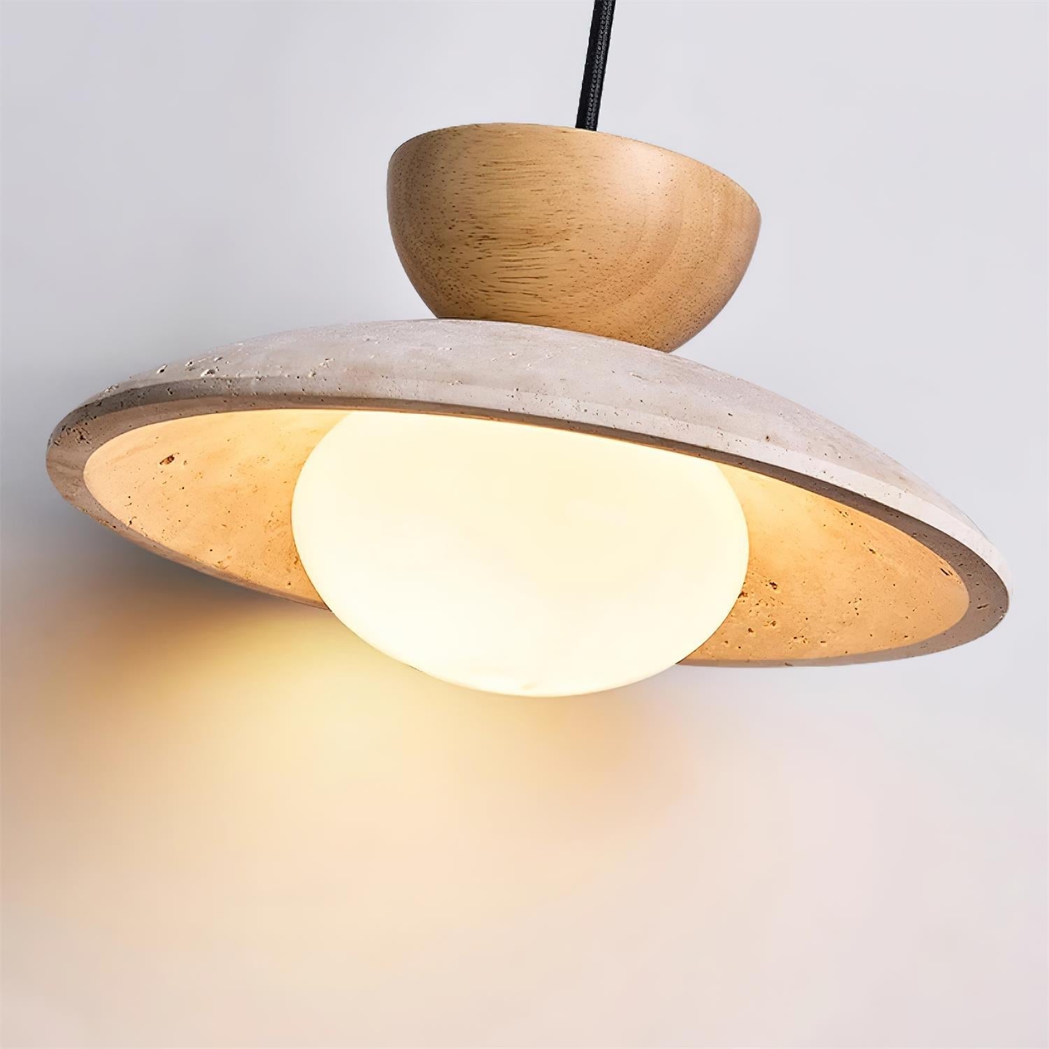 Dome-Shaped Pendant Light in Travertine Design
