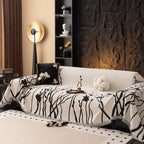 Elegant Branch Pattern Sofa Cover in Ultra-Soft Chenille Fabric