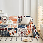Lightweight Jacquard Sofa Cover in Cotton Linen