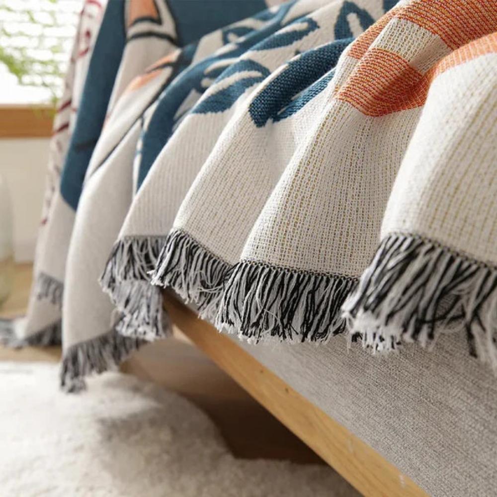 Lightweight Jacquard Sofa Cover in Cotton Linen