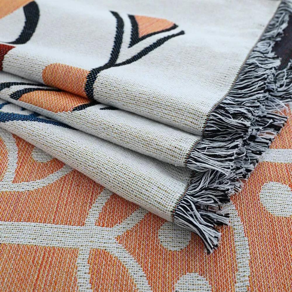 Lightweight Jacquard Sofa Cover in Cotton Linen