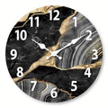 Contemporary Round Wooden Wall Clock with Marble Finish – Silent Mechanism