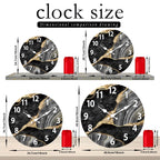 Contemporary Round Wooden Wall Clock with Marble Finish – Silent Mechanism