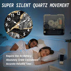 Contemporary Round Wooden Wall Clock with Marble Finish – Silent Mechanism