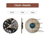 Contemporary Round Wooden Wall Clock with Marble Finish – Silent Mechanism
