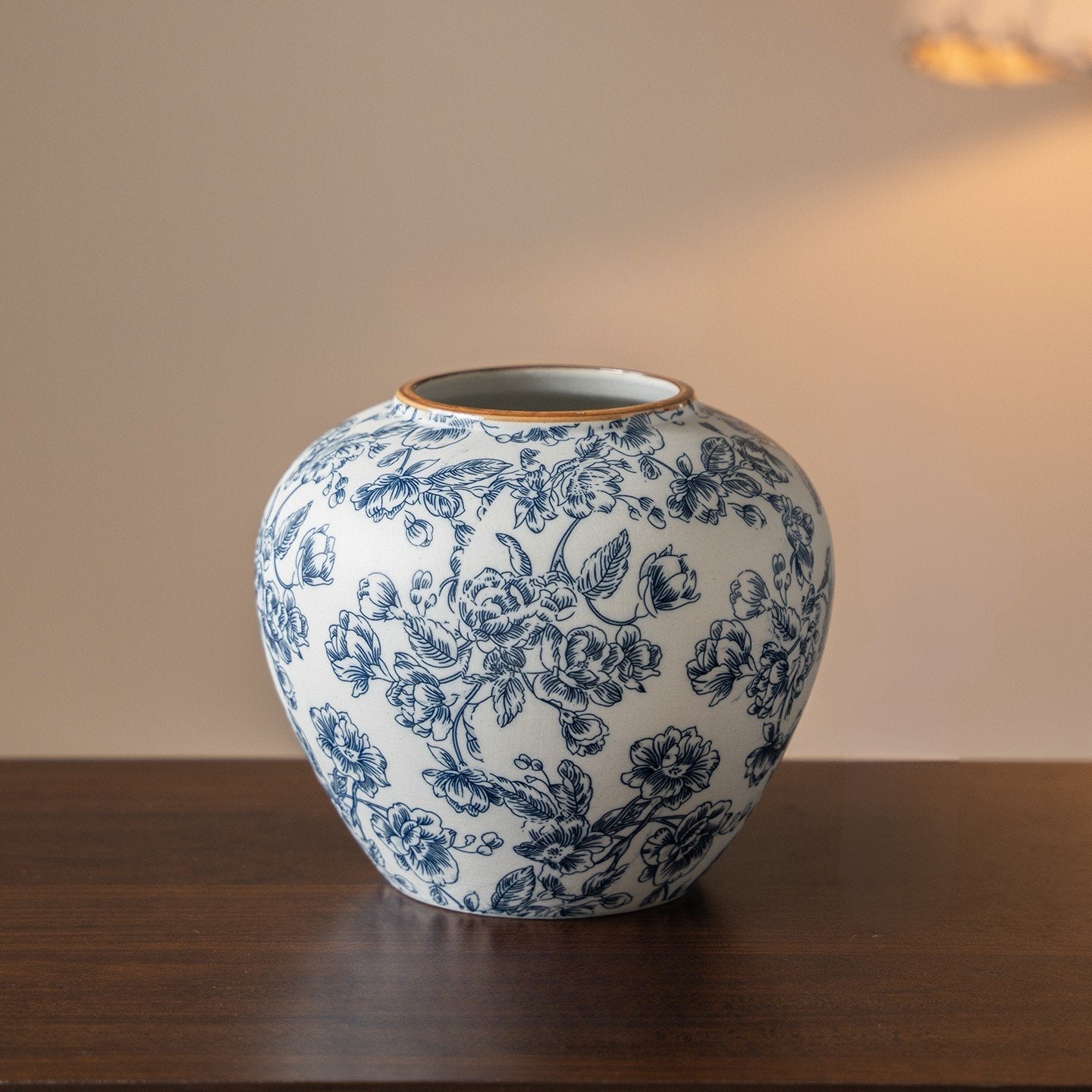 Elegant Porcelain Vase Set in Classic Blue and Gold