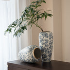 Elegant Porcelain Vase Set in Classic Blue and Gold