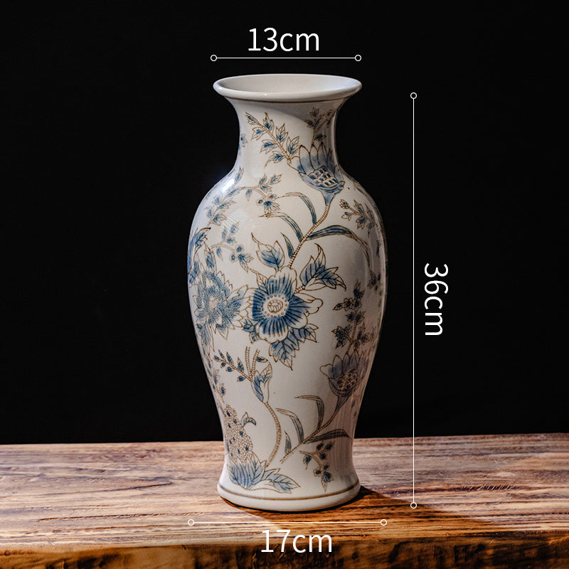 Elegant Porcelain Vase Set in Classic Blue and Gold