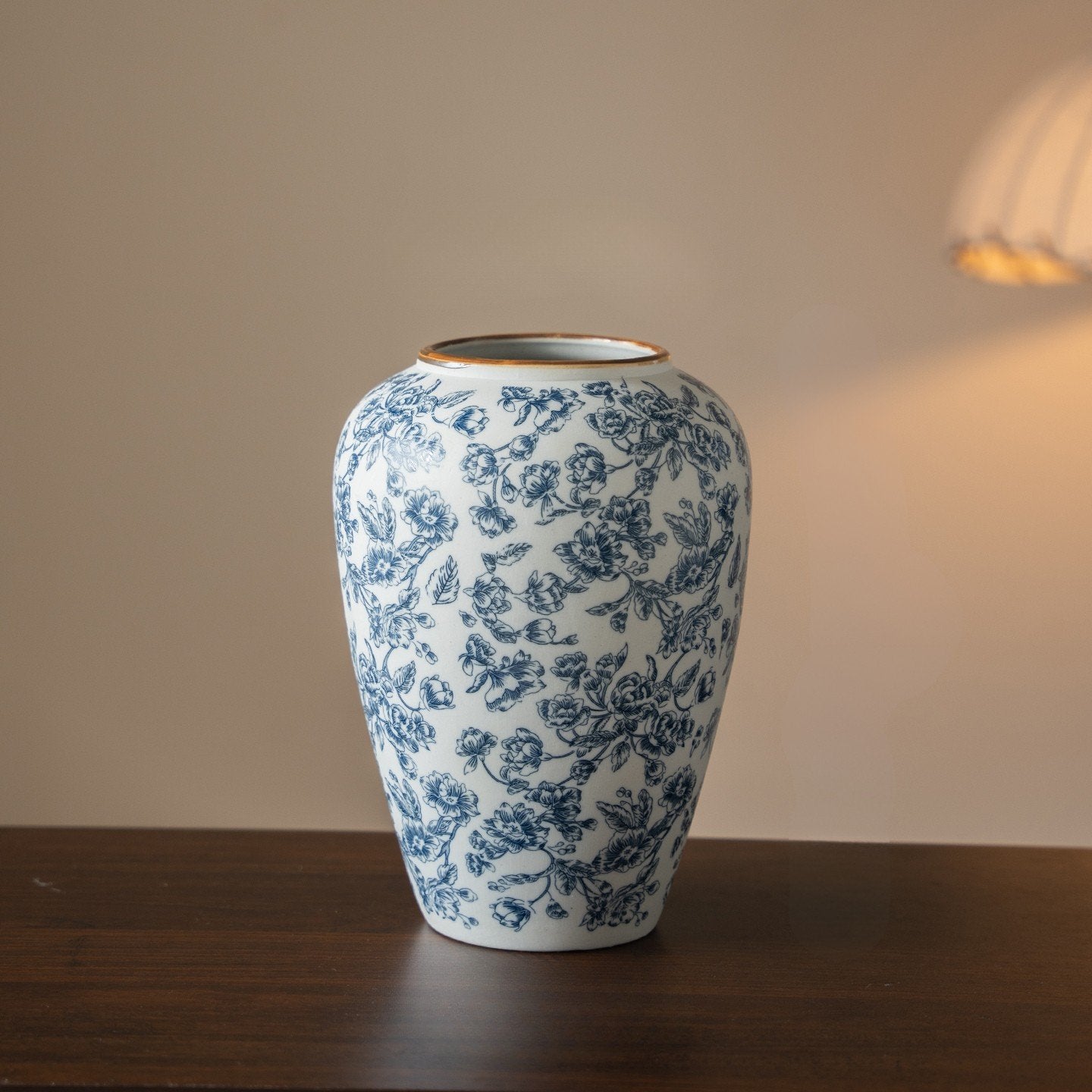 Elegant Porcelain Vase Set in Classic Blue and Gold
