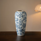 Elegant Porcelain Vase Set in Classic Blue and Gold
