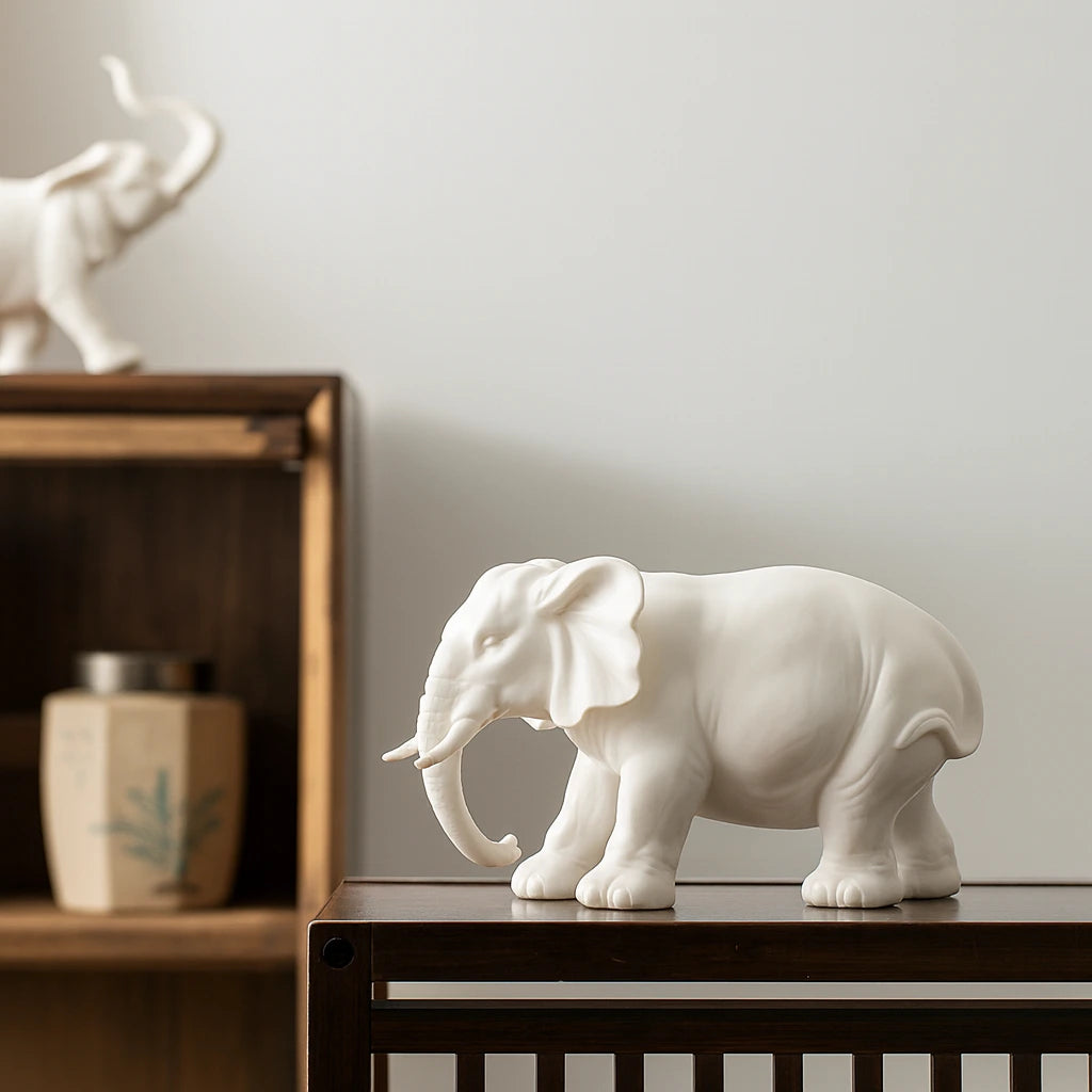 Elegant Ceramic Elephant Figurine for Home Decor