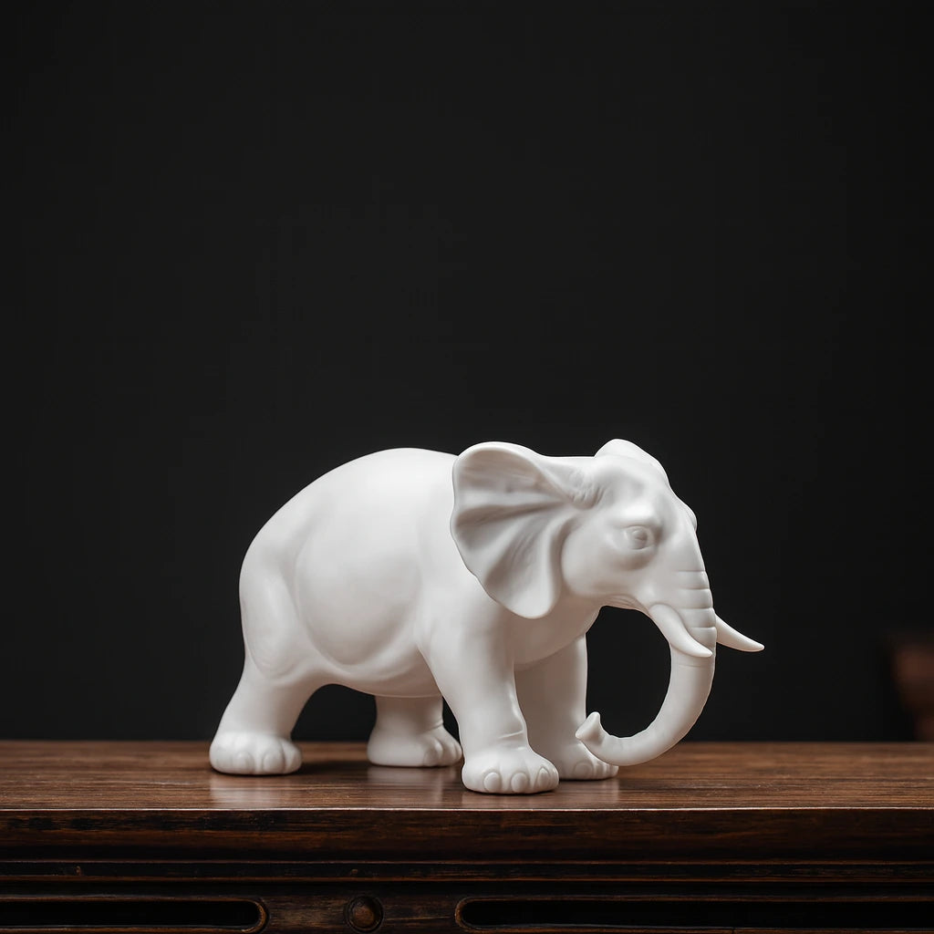 Elegant Ceramic Elephant Figurine for Home Decor