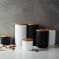 Elegant Ceramic Kitchen Storage Jars with Wooden Lids