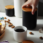 Elegant Ceramic Kitchen Storage Jars with Wooden Lids