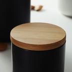 Elegant Ceramic Kitchen Storage Jars with Wooden Lids