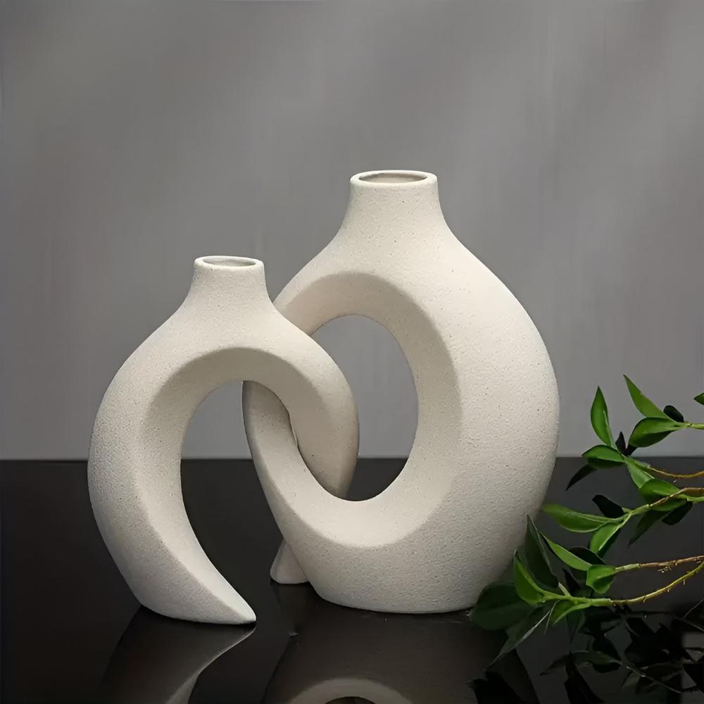 Elegant Duo of Abstract Ceramic Vases