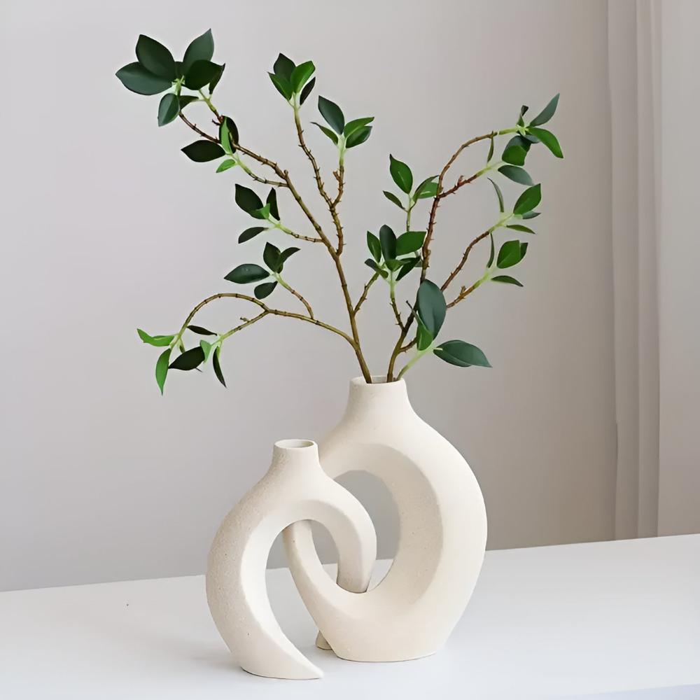Elegant Duo of Abstract Ceramic Vases