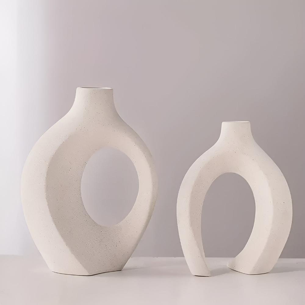 Elegant Duo of Abstract Ceramic Vases