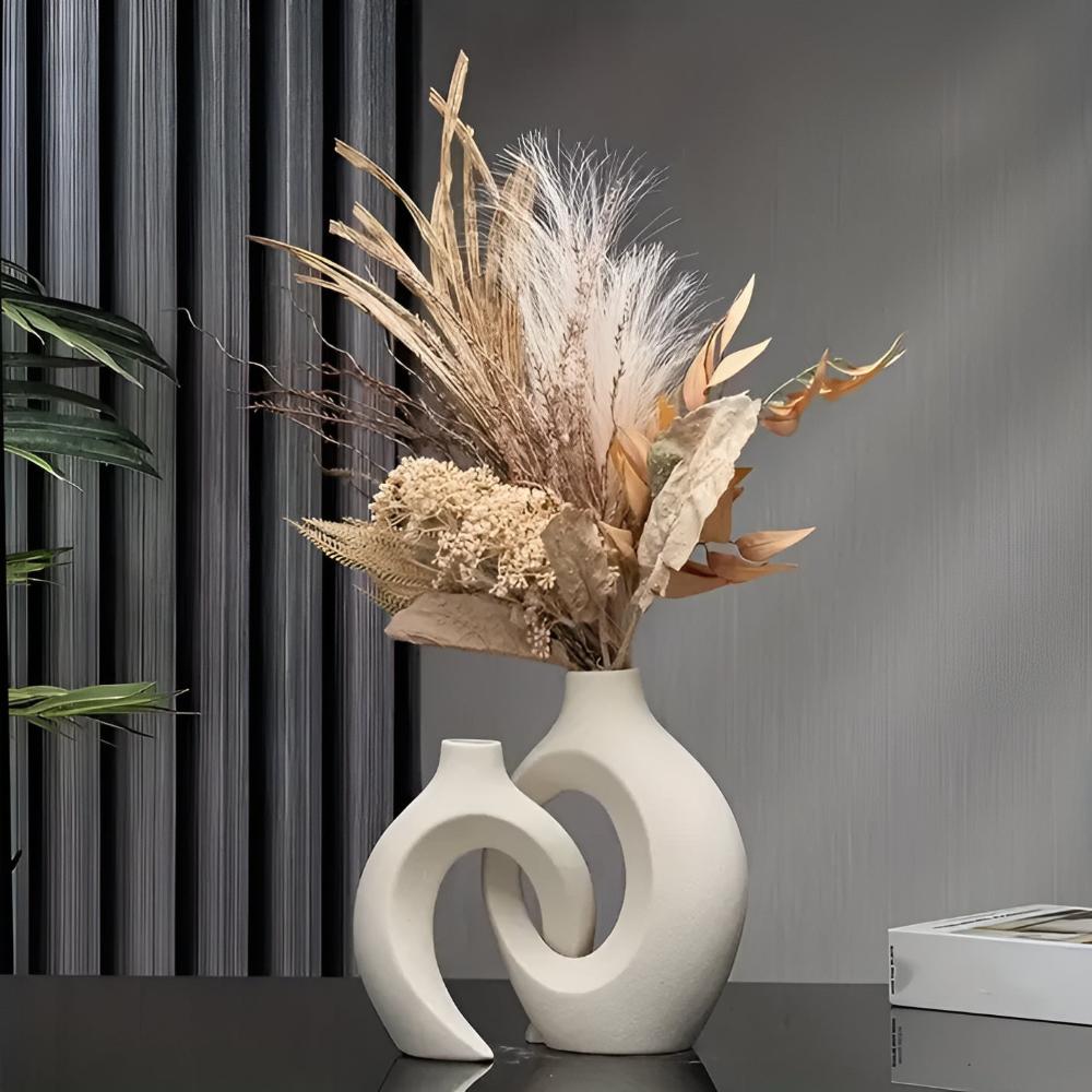 Elegant Duo of Abstract Ceramic Vases