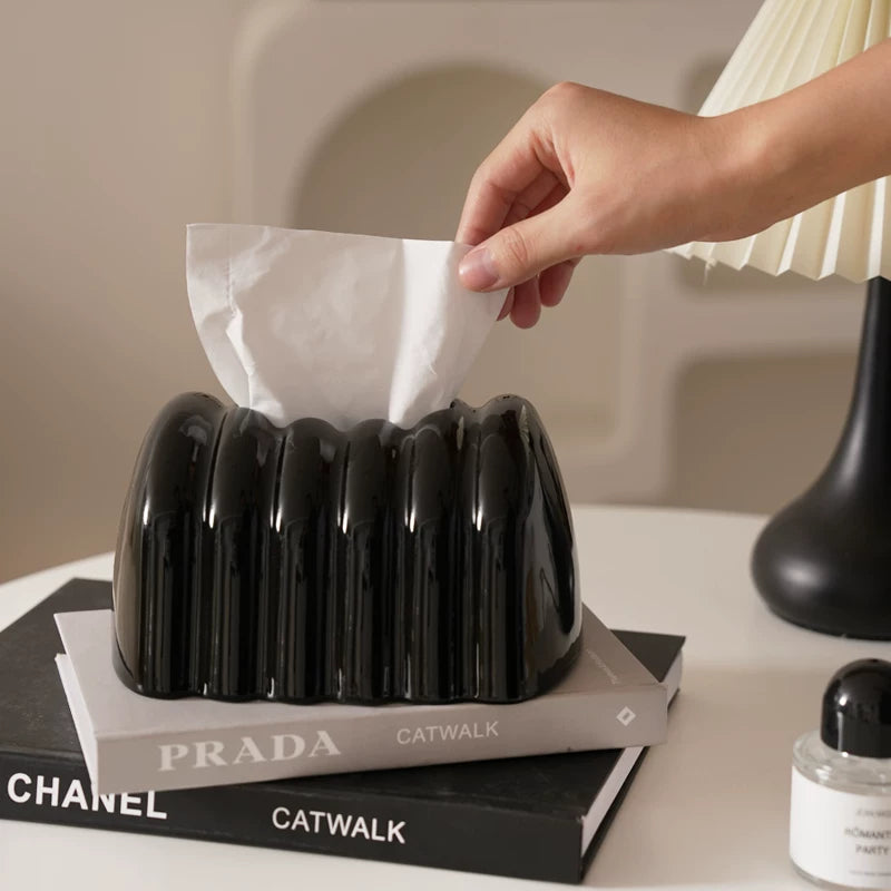 Elegant Textured Ceramic Tissue Box Cover