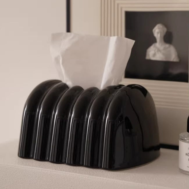 Elegant Textured Ceramic Tissue Box Cover