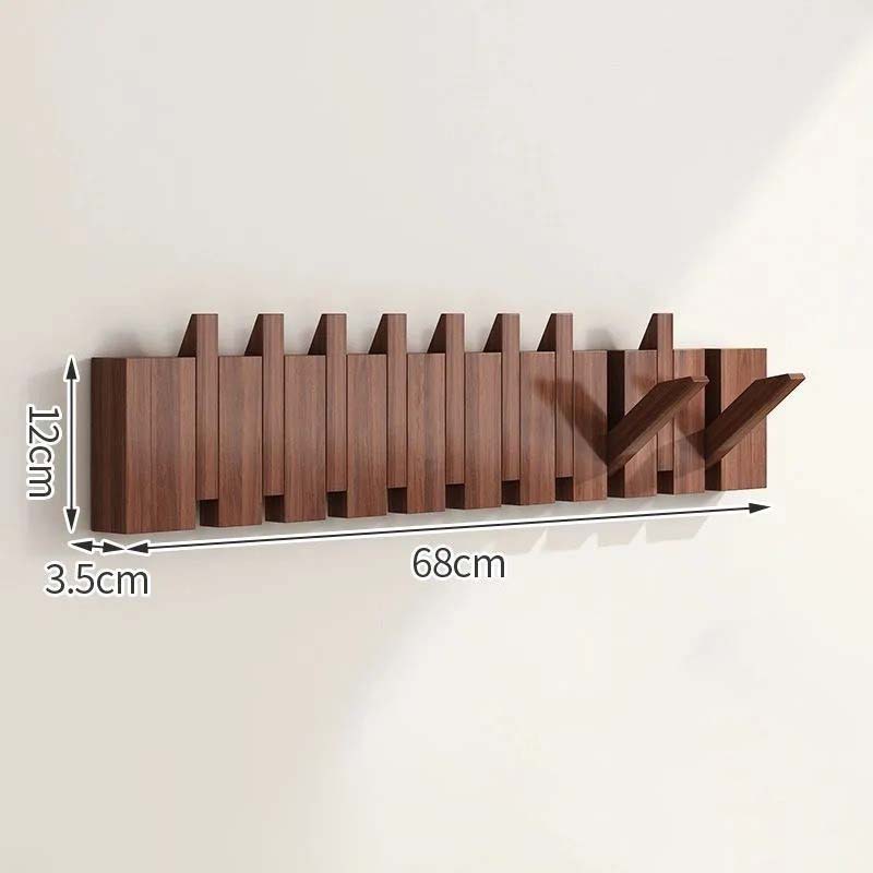Elegant Wooden Wall Hook Rack with Retractable Hooks