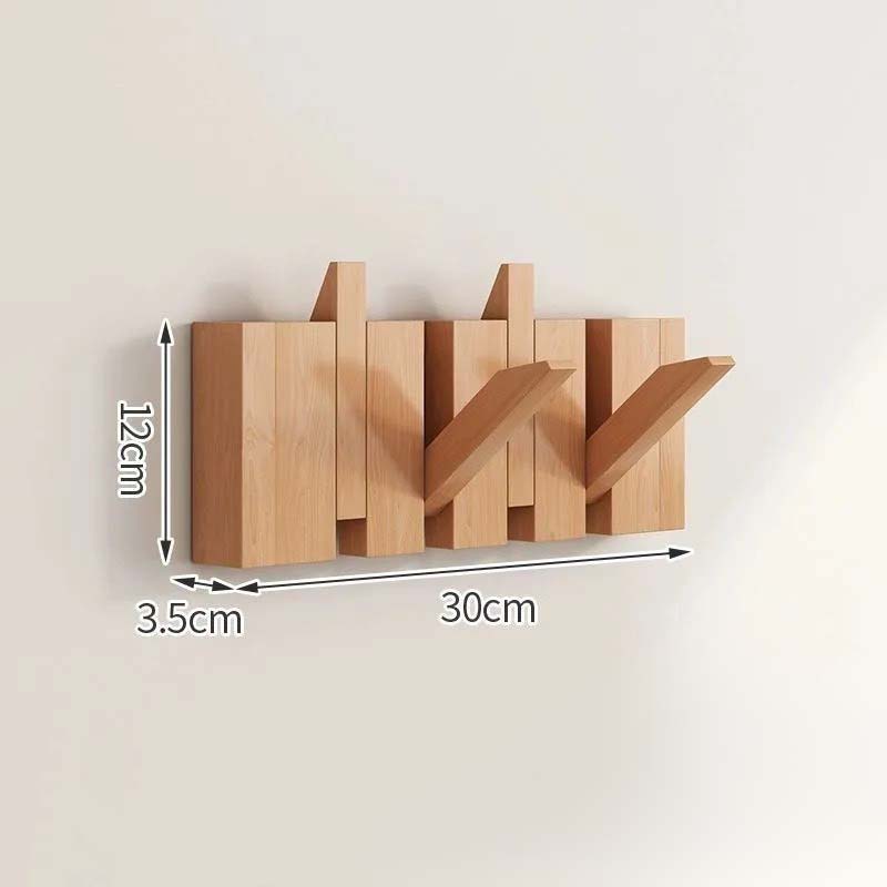 Elegant Wooden Wall Hook Rack with Retractable Hooks