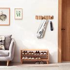 Elegant Wooden Wall Hook Rack with Retractable Hooks