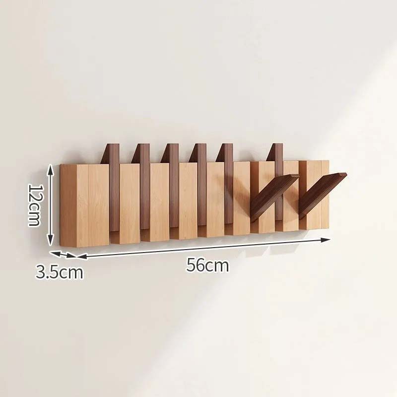 Elegant Wooden Wall Hook Rack with Retractable Hooks