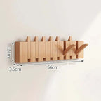 Elegant Wooden Wall Hook Rack with Retractable Hooks