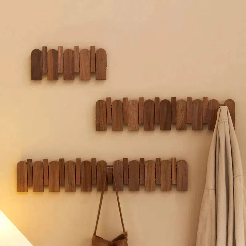 Elegant Walnut Wall Coat Organizer
