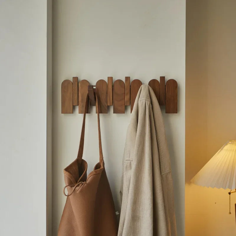 Elegant Walnut Wall Coat Organizer