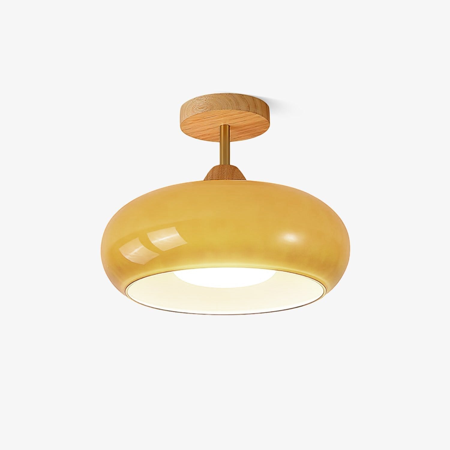 Elegant Natural Wood Semi-Flush Ceiling Light Fixture