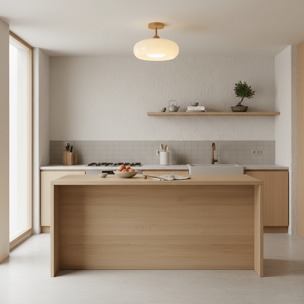 Elegant Natural Wood Semi-Flush Ceiling Light Fixture