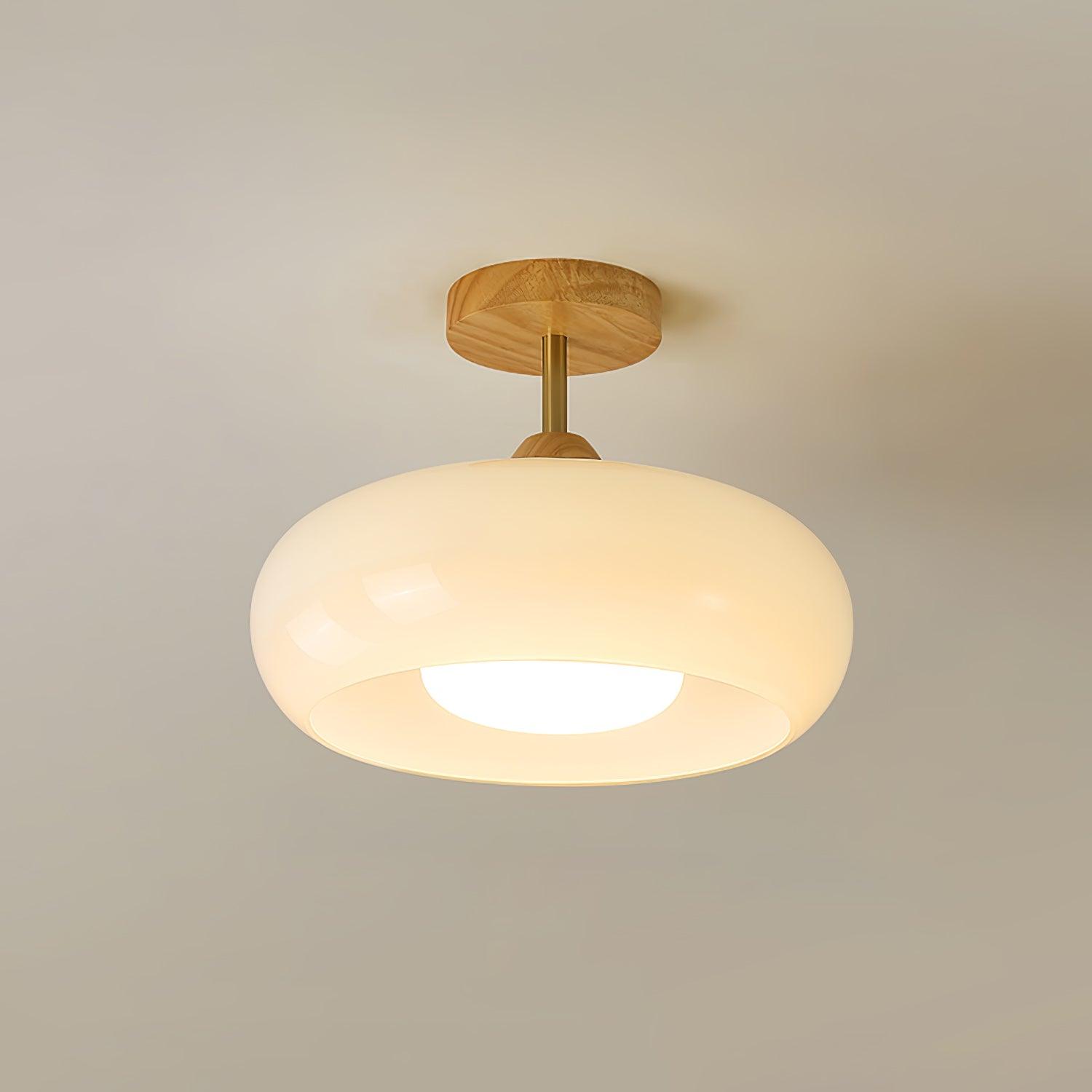 Elegant Natural Wood Semi-Flush Ceiling Light Fixture