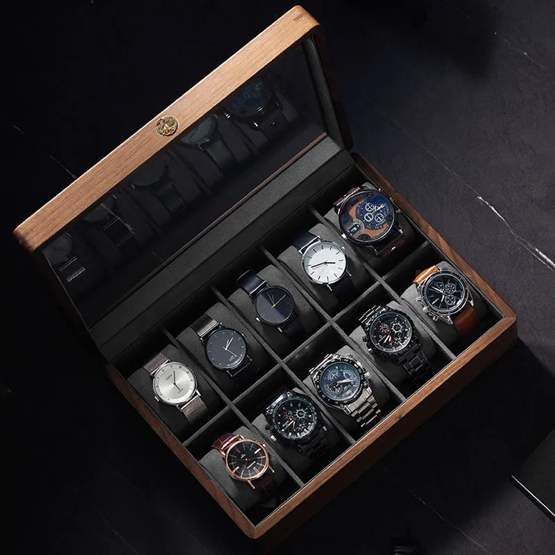 Elegant Wooden Timepiece Display and Storage Solution