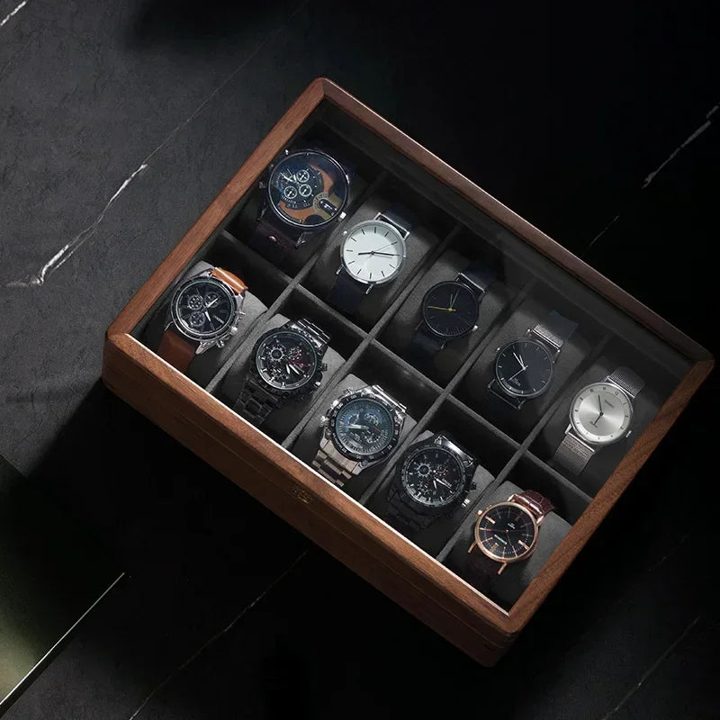Elegant Wooden Timepiece Display and Storage Solution