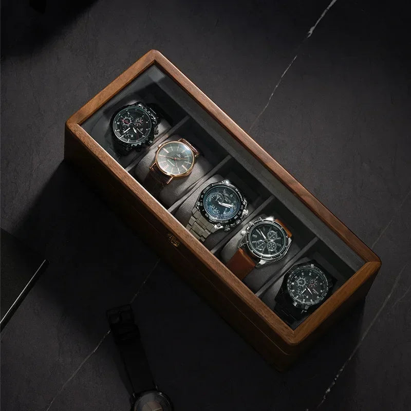 Elegant Wooden Timepiece Display and Storage Solution