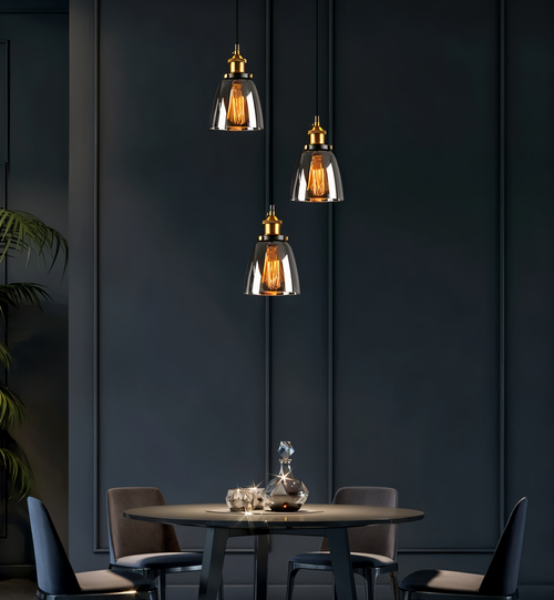 Brass Fitting Tinted Glass Pendant Light for Hanging Decor