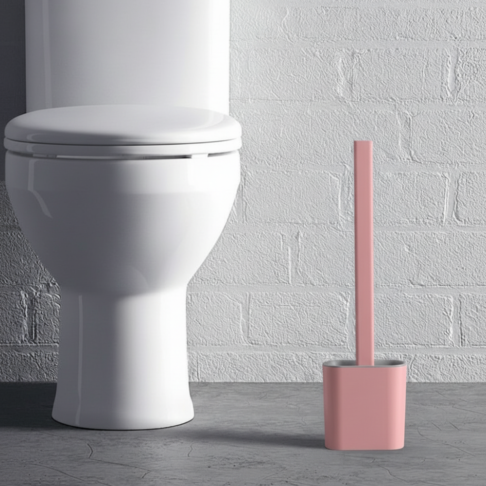 Flexible Silicone Toilet Brush with Hygienic Wall-Mount Holder