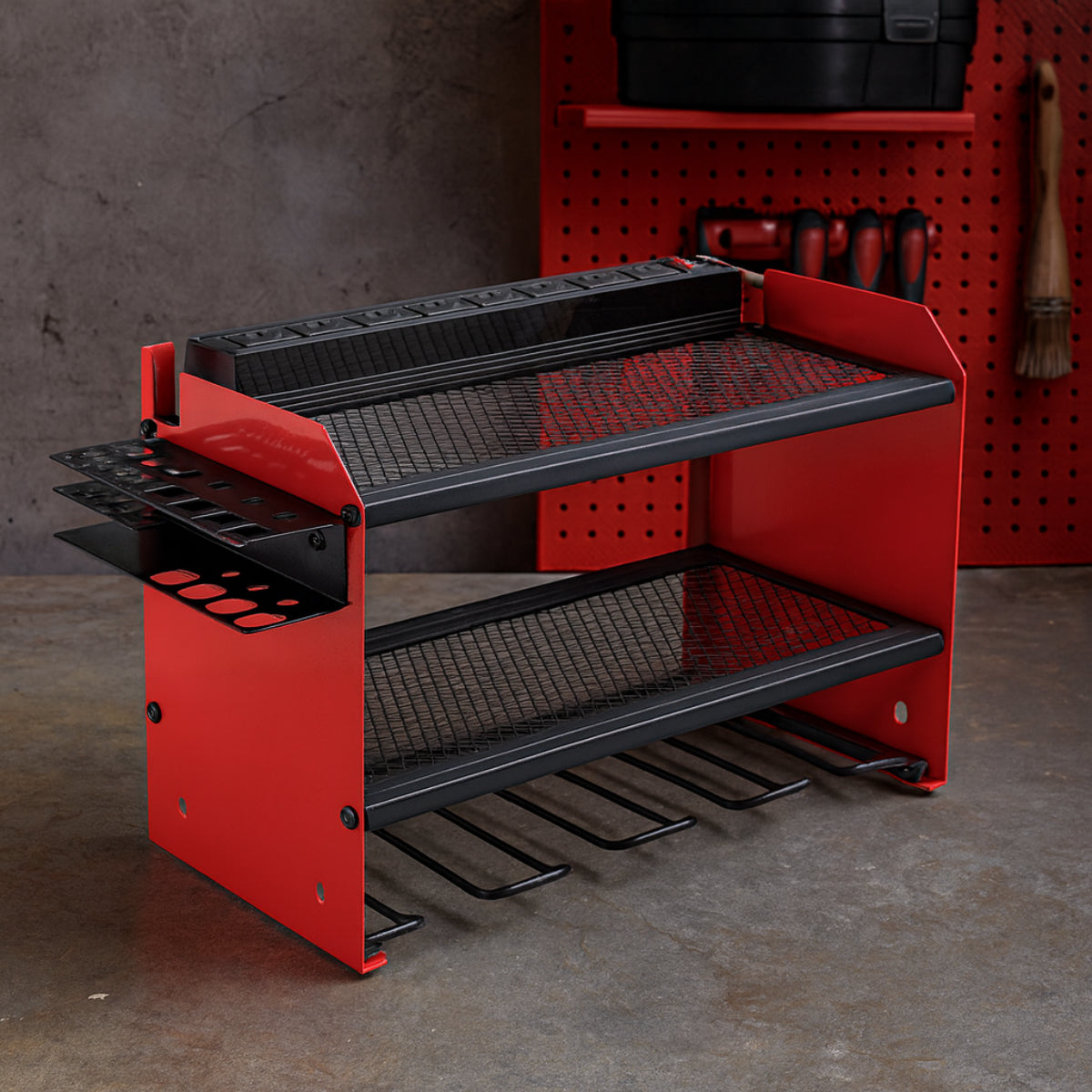 Wall-Mounted Tool Storage Shelf for Garage Organization