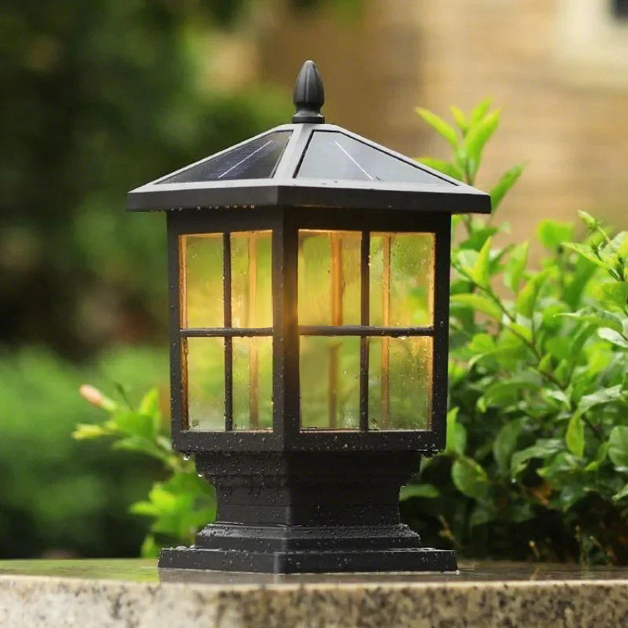 Waterproof Outdoor Pillar Light – Black Stone for Garden and Landscape