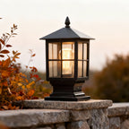 Waterproof Outdoor Pillar Light – Black Stone for Garden and Landscape