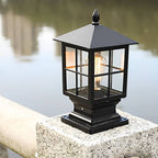 Waterproof Outdoor Pillar Light – Black Stone for Garden and Landscape