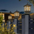 Waterproof Outdoor Pillar Light – Black Stone for Garden and Landscape