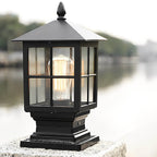 Waterproof Outdoor Pillar Light – Black Stone for Garden and Landscape