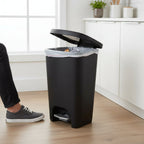White 13-Gallon Kitchen Trash Bin with Step Pedal and Odor Control