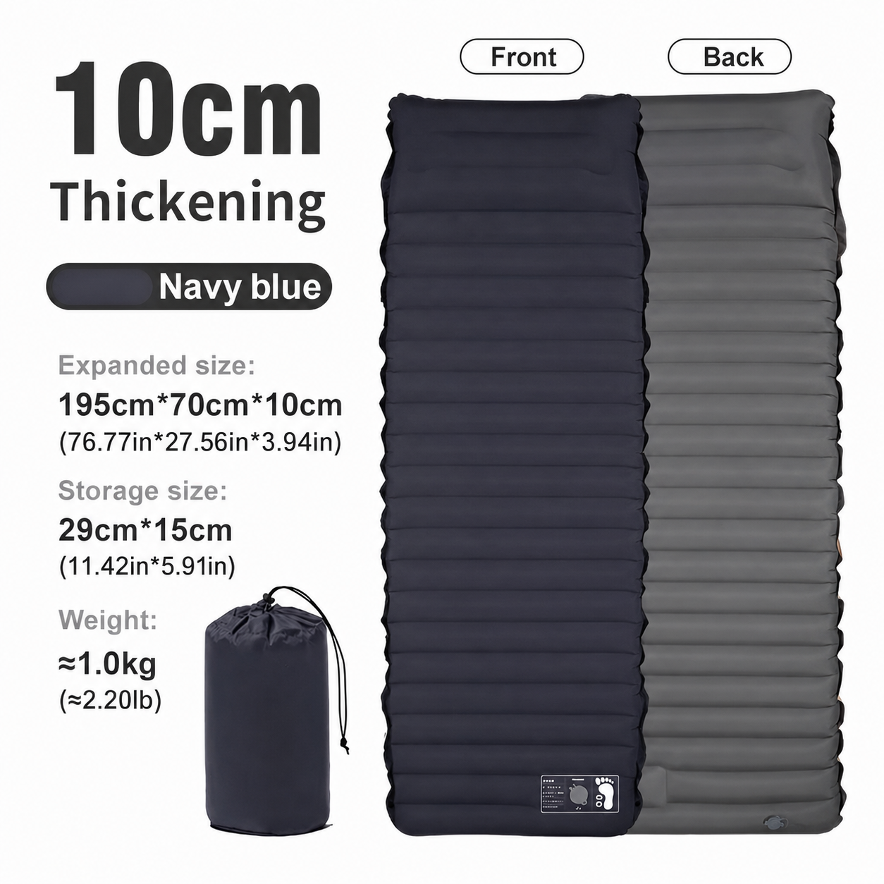 Inflatable Camping Mattress - Portable Travel Sleeping Pad
